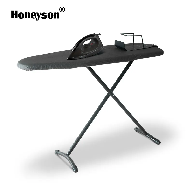 Honeyson papan setrika lipat Hotel, penutup kain tahan panas, papan setrika dengan sandaran besi dapat disesuaikan 5 bintang