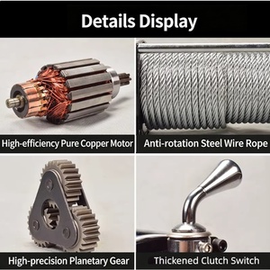 Treuil électrique 12V/24V 3000LBS, moteur en cuivre pur, câble en acier, télécommande sans fil, étanche, pour récupération tout-terrain SUV, Jeep, VTT - Product Image 3