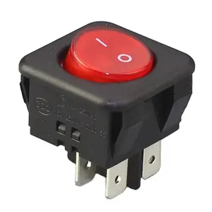 KCD2-10-201N Lighted Rocker Switch 4Pin KCD2 ON OFF Rocker Switch DPST Square Shell Round Button With "O I" Mark