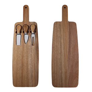 Tabla de Cortar de Madera de Acacia 50x14x2cm con Asa, Bandeja Multifuncional para Servir Queso y Carne, Tabla Rectangular de Madera Maciza para Picnic - Product Image 3