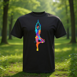 T-shirt promotionnel coloré avec motif d'arbre de yoga artistique en aquarelle - Product Image 3
