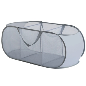 Sacs à linge en filet portables de haute qualité, paniers à linge de voyage en filet et sacs à linge pliables bleus avec logo personnalisé - Product Image 3