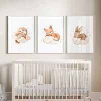 Vente animal dessin animé mur art affiche pépinière impression toile peinture bébé chambre d'enfants moderne maison décoration murale peinture
