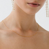 MICCI Vente en Gros Collier Chaîne Serpent Minimaliste Plat Rond Fin de 1 mm, en Acier Inoxydable Plaqué Or PVD 14K 18K pour Femmes