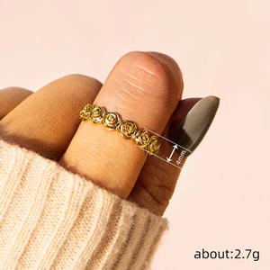 Anello Eternity con Fiori T0693 in Oro Giallo, Romantico Anello Unisex Raffinato per Uso Quotidiano - Product Image 6