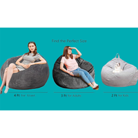 Housse de pouf moderne et luxueuse en fausse fourrure de lapin, extensible et réglable, 3 pieds
