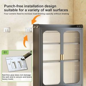 ตู้เก็บของในห้องครัวความจุสูงชามหลายชั้นชั้นชั้นวางจานกันฝุ่นพร้อมประตู - Product Image 4