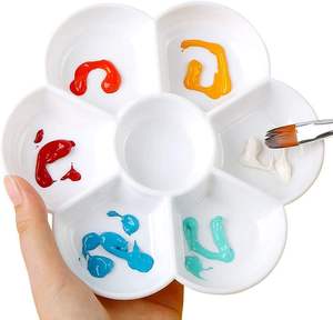 Palettes de plateau de peinture XinyiArt avec 7 puits plateau de mélange de peinture en plastique blanc plat de peinture aquarelle pour <span class=keywords><strong>gouache</strong></span> d'art à l'huile - Product Image 3
