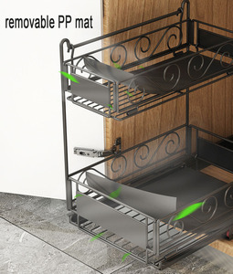 Organizzatore Sottolavello in Ferro Verniciato a 2 Livelli a Forma di L con Ripiano Estraibile per Bagno e Cucina - Product Image 3
