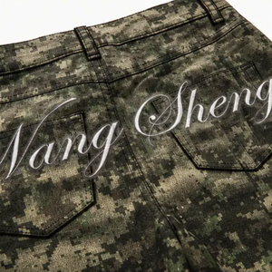 Vaqueros Anchos de <span class=keywords><strong>Hombre</strong></span> WangSheng con Estampado de Camuflaje y Estrellas, de Cintura Alta, Estilo Y2K Grunge Punk Streetwear, Lavado Claro, Hip Hop Denim - Product Image 5