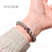 Bracelet en améthyste naturelle et perles d'eau douce avec breloque gourde plaqué or rose, vente en gros, fournisseur OEM personnalisé