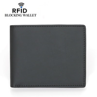 Dompet Kartu Kulit PU Pendek Unisex Ringan dengan Lapisan Poliester Anti-Skimming Anti Maling untuk Pria Inggris
