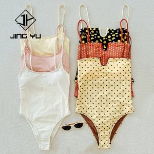 Minimum Order Quantity Custom Double-sided Printed Retro Swimsuit Luxury Polka Dot Nylon One-piece Swimsuit - Product Image 1