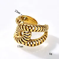Massiver Gedrehter Offener Hohlring aus Vergoldetem Edelstahl, Trendiger Modeschmuck für den Alltag
