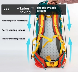 60L Lightweight Hiking Backpack Camping <b>Rucksack</b> Steel Frame Padded Straps Chest Waist Belt Only 1KG for Trekking Mountaineering - Product Image 3