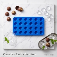 Moule en silicone premium à 24 cavités, facile à démouler, plateau rond, vente en gros d'usine, forme demi-sphère, antiadhésif, réutilisable, outils de cuisine