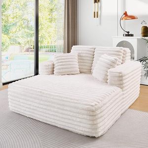 Oversized Chaise Lounge Chair Indoor,Plush Faux Fur Sleeper <strong>Sofa</strong> Couch <strong>Bed</strong> With Pillows&amp;Wide Armrests,Fluffy Comfy Cloud Couch - Product Image 6
