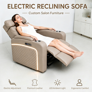 Canapé électrique de luxe sur mesure avec éclairage LED, <span class=keywords><strong>angle</strong></span> réglable électriquement, porte-gobelet, esthétique en PU, idéal pour les spas - Product Image 1