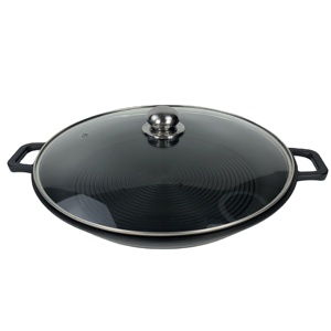 <strong>36</strong> cm Round Grill Plate Stove Griddle with Glass Lid Nonstick Seafood <strong>Paella</strong> <strong>Pan</strong> with Grips for Steak BBQ - Product Image 1