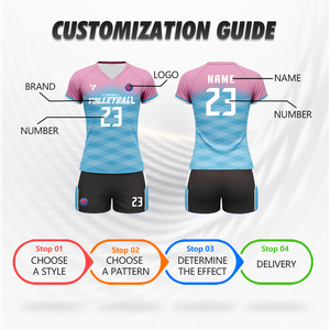 Op maat gemaakte, gesublimeerde, ademende plus size volleybaluniform voor dames van hoge kwaliteit, zomer volleybalshirt Wv96 - Product Image 3