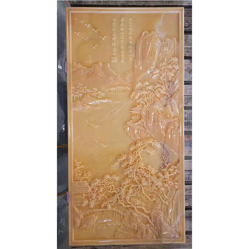 Natural Stone Carvings and Sculptures Chinese Hand Carved Onyx Marble Wall Sculpture