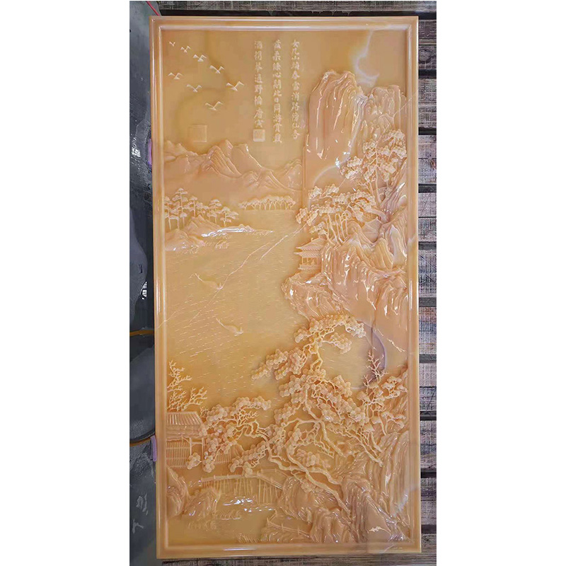 Natural Stone Carvings and Sculptures Chinese Hand Carved Onyx Marble Wall Sculpture