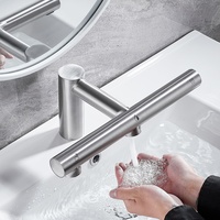 Robinet de lavabo de salle de bain automatique moderne 3 en 1 avec capteur, valve en céramique, fonction de séchage et de savon