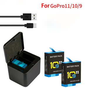 Reemplazo de batería de litio 3 PCs batería de cámara de acción deportiva para cámara <span class=keywords><strong>Gopro</strong></span> <span class=keywords><strong>11</strong></span> 10/9 con juego de cargador de batería - Product Image 6