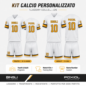 Maglia Personalizzata di Football Americano con Scollo a V, Bianca Gialla Nera, Abbigliamento Squadra Academy, Logo Personalizzato, Piccoli Lotti, Campione Rapido - Product Image 2