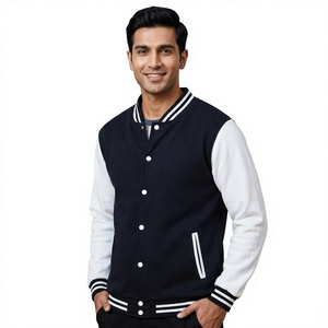 Veste universitaire unisexe personnalisée avec logo, patchwork sur le devant, col montant, à capuche, imperméable et coupe-vent, vente en gros - Product Image 1