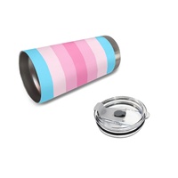 Gobelet isotherme personnalisé en acier inoxydable 20 oz, thème arc-en-ciel gay QTPOC, pour les voyages en voiture, les sorties en plein air et les barbecues.