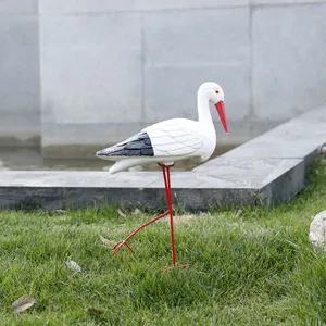 Ornamento de jardim para pátio ao ar livre, escultura de flamingo rosa em resina, decoração de lagoa estilo artificial, pássaro