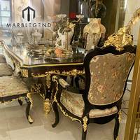 Meubles de villa de luxe, chaises de salle à manger de style royal classique, ensemble de table en bois massif 8 places