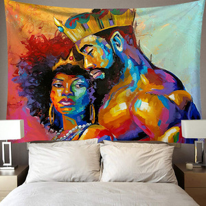 Tapestry da Parete Personalizzato con Donna Africana Nera, Decorazione per la Casa, Estetica Psichedelica, Cartone Animato, Ragazza Nera - Product Image 1