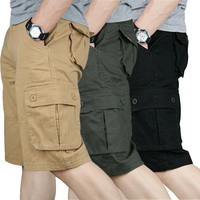 Shorts chino en coton pour homme, design classique, cargo, avec fermeture éclair à la taille, longueur genou, 6 poches, grande taille, pantalon de travail
