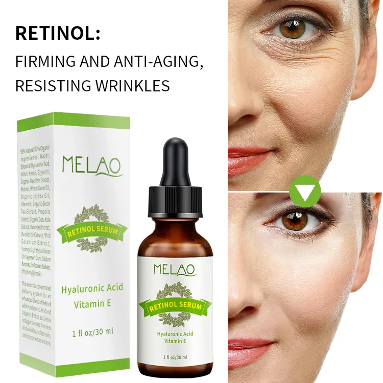Melao Beauty Hautpflege reines organisches Retinol serum 2,5% mit Hyaluron säure Vitamin E für Gesichts retinol serum