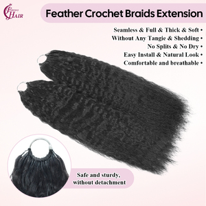 Extensiones de Cabello Humano Virgen Brasileño FH al por Mayor con Punta de Pluma para Trenzas de Ganchillo, Liso Kinky, Nudo Milagroso - Product Image 2