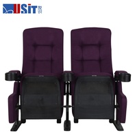 Fauteuil de cinéma double à dossier inclinable, fauteuil de cinéma commercial en plastique 3D à vendre, avec accoudoirs en plastique