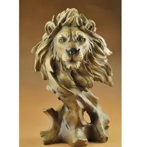 Figura de resina de COLOR madera personalizada, ANIMAL, León, Tigre, ciervo, Lobo, caballo, cabeza de águila, estatua para mesa, adornos para decoración del hogar