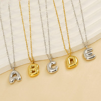 Collar de Moda con Colgante de Letra Inglesa de Acero Inoxidable con Baño de Oro de 18K, Collar de Clavícula con Alfabeto para Mujer, Joyería