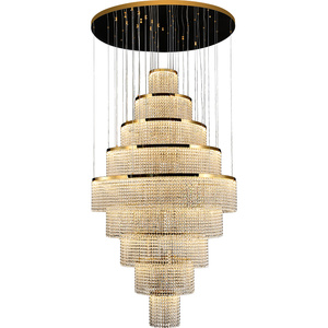 Candelabro de anillo LED de cristal de lujo moderno, luz colgante de decoración interior para vestíbulos de hotel, escaleras, villas y espacios privados - Product Image 5