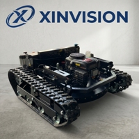 Tondeuse robot chenillée télécommandée pour pentes de 70 degrés, moteur Loncin 608cc, largeur de coupe 900mm, engrenage hypoïde, pour les murs de barrage