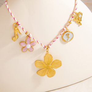 Collar con Colgante de Flor, Cadena de Acero Inoxidable Chapada en Oro, Joyería Hecha a Mano para Uso Diario, Cadena para Clavícula para Mujer, XL31339 - Product Image 4