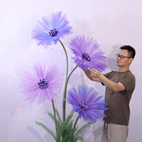 Bunga Daisy Organza Buatan Raksasa Warna-warni Dekoratif untuk Pernikahan, Photo Booth, dan Jendela Toko