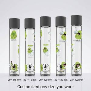 116mm 120mm Borosilicate Glass Cigar <strong>Tube</strong> Multi-size Custom Child Proof Lid Luxury Glass <strong>Pre</strong> Packaging <strong>Roll</strong> <strong>Tube</strong> with Sticker - Product Image 2