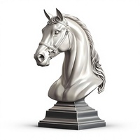 Escultura de Cabeza de Caballo de Acero Inoxidable de Tamaño Real, Acabado Cepillado, Resistente a la Corrosión, Decoración Ecuestre y de Jardín