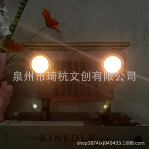 Illuminated Tabletop Ornament Blue <b>Car</b> Shape Rustic Design For Bedroom Living Room Decorative Purpose Synthetic Resins - Product Image 3