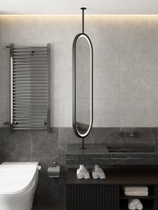 <span class=keywords><strong>Espejo</strong></span> de Vanidad Iluminado LED IP44 con Barra Colgante, Marco de Hierro, Forma Ovalada, Rotación, Montaje en Techo, Doble Cara, para <span class=keywords><strong>Baño</strong></span> y Hotel - Product Image 4