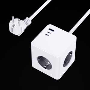 ปลั๊กพ่วงแบบพกพา Multi USB Cube Socket สำหรับเดินทาง รองรับ 16A มีเต้ารับไฟฟ้า EU 3 ช่อง และพอร์ต USB 1 ช่อง พร้อมพอร์ต Type C PD20W 2 ช่อง - Product Image 6