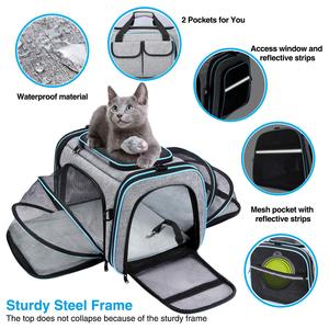 Transportín para Mascotas Aprobado por Aerolíneas, Transportín Grande y Blando para Viajes, Transportín Plegable para Gatos con Almohadilla de Felpa Extraíble y Bolsillos - Product Image 4